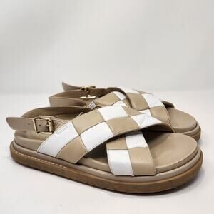 Alohas Marshmallow Scacchi Platform Sandals Women Size 40 US 9 Beige Ivory Shoes